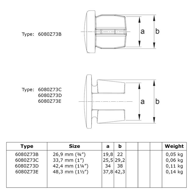 Doos Inslagdop Metaal - zwart-E / 48,3 mm (120 stuks)